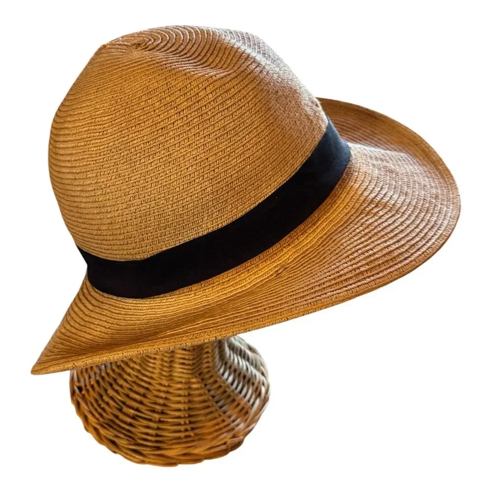 Sunday Afternoons Women’s Wide Brim Straw Sun Hat Brown Black Band One Size